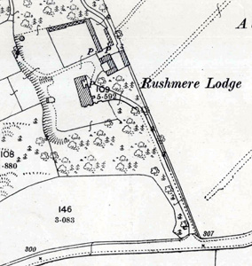 Rushmere Lodge on the 1901 Ordnance Survey Map